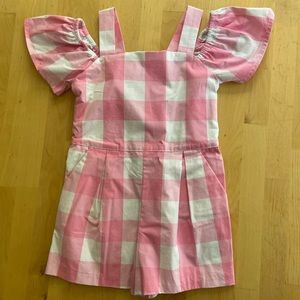 NWT Janie and Jack pink and white check romper. Size 4T